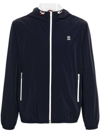 Embroidered Logo Zip-up Hoodie Navy - BRUNELLO CUCINELLI - BALAAN 2