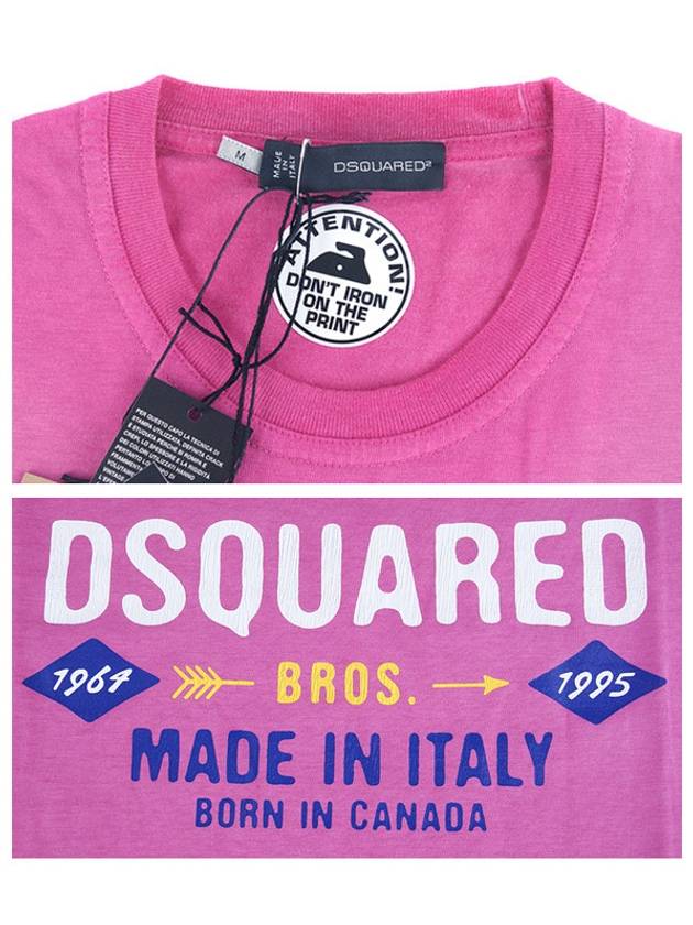 Logo Cotton Short Sleeve T-Shirt Pink - DSQUARED2 - BALAAN 6