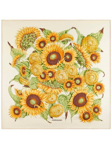 Salvatore Ferragamo Sunflower Print Silk Scarf Accessories - SALVATORE FERRAGAMO - BALAAN 1