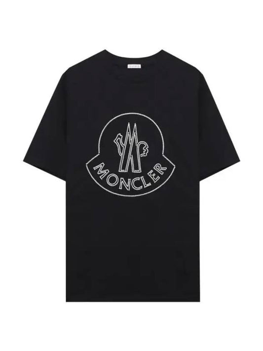 Embroidered Logo Crew Neck Short Sleeve T-Shirt Black - MONCLER - BALAAN 1