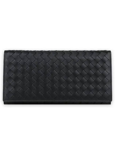 Men's Intrecciato Long Wallet Black - BOTTEGA VENETA - BALAAN 1