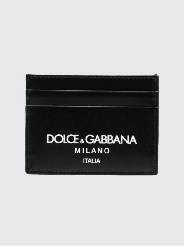 Dolce &amp; Gabbana credit card holder in leather with contrasting logo - DOLCE&GABBANA - BALAAN 1