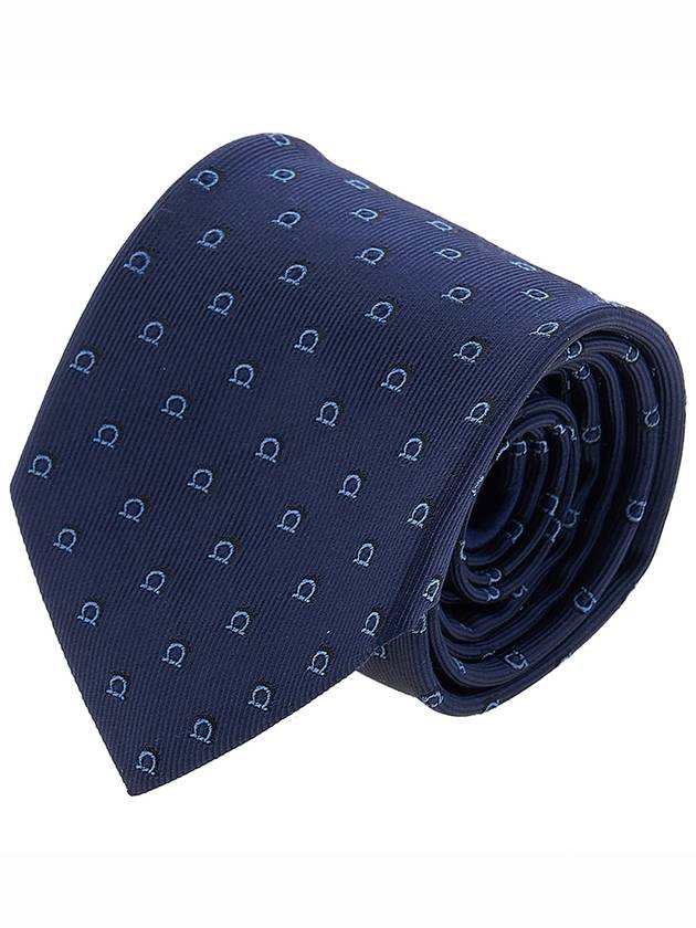 Men's Gancini Silk Tie Navy - SALVATORE FERRAGAMO - BALAAN 11