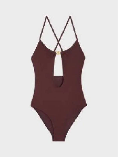 Triomphe Matte Jersey One-Piece Swimsuit Prune - CELINE - BALAAN 2