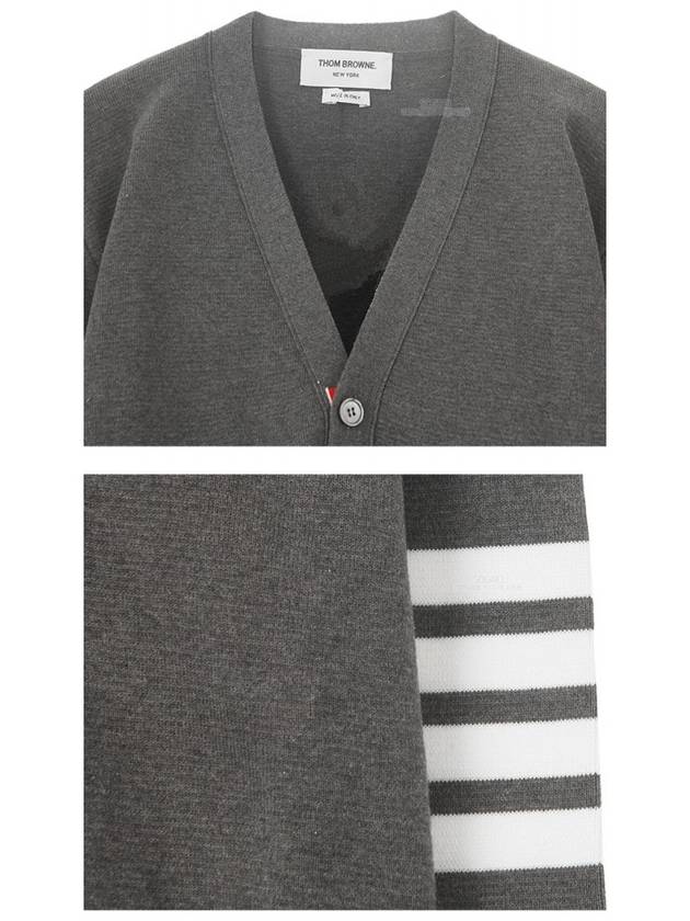 Milano Stitch 4-Bar Cardigan Medium Grey - THOM BROWNE - BALAAN 7