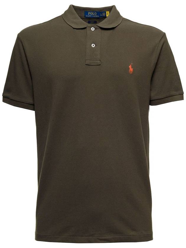 Men's Orange Embroidery Logo Short Sleeve PK Shirt Brown - POLO RALPH LAUREN - BALAAN 2