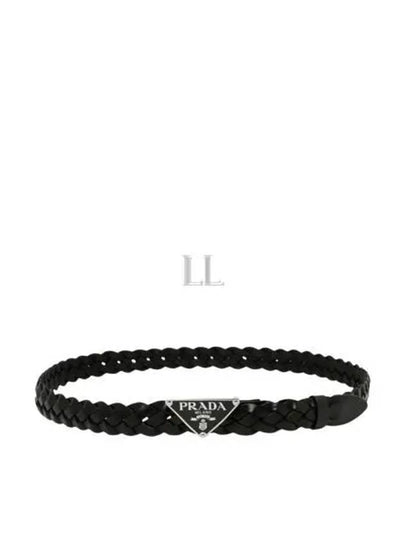 Triangle Logo Leather Belt Black - PRADA - BALAAN 2