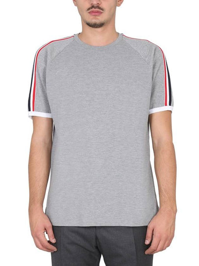 Men's Three Stripes Raglan Short Sleeve T-Shirt Light Gray - THOM BROWNE - BALAAN 2