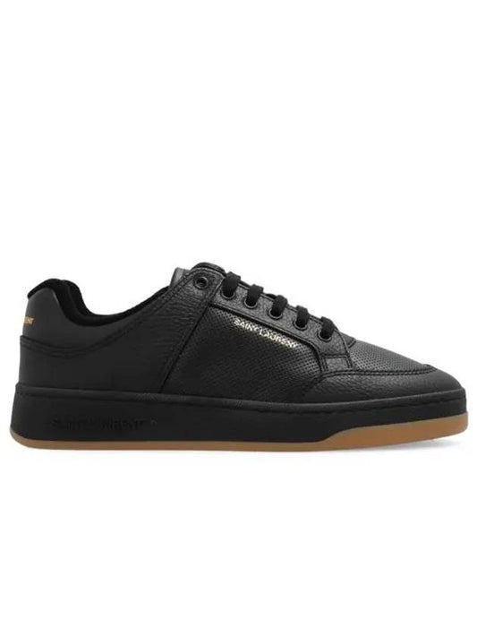 SL 61 Logo Signature Leather Low Top Sneakers Black - SAINT LAURENT - BALAAN 2