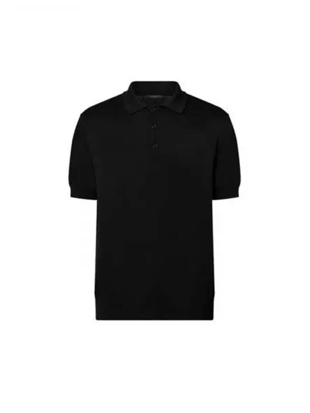 Cashmere and Cotton Blend Short Sleeved Polo Black 1AFVKQ - LOUIS VUITTON - BALAAN 1