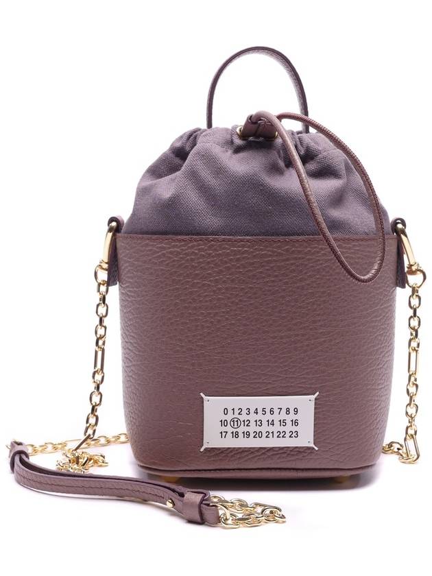 5AC Number Logo Texture Leather Bucket Bag Dark Brown - MAISON MARGIELA - BALAAN 3