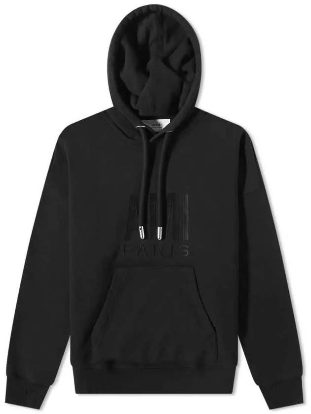 Men's Paris Logo Print Hoodie Black - AMI - BALAAN 1