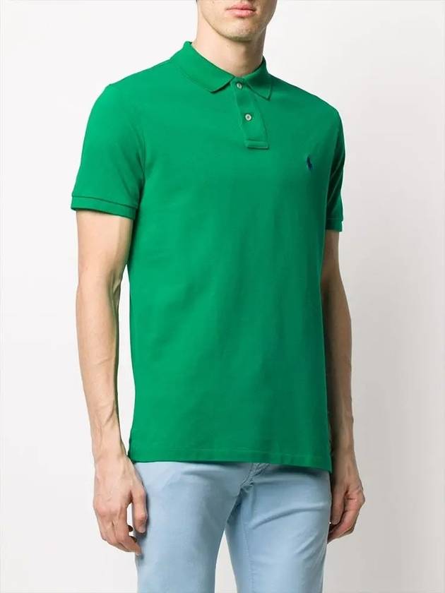 blue embroidered logo short sleeve PK shirt green - POLO RALPH LAUREN - BALAAN.