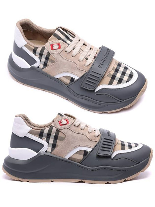Vintage Check Suede Leather Sneakers Grey Archive Beige - BURBERRY - BALAAN 2