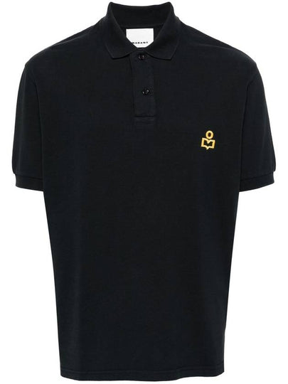 Afko Logo Cotton Polo Shirt Black - ISABEL MARANT - BALAAN 2