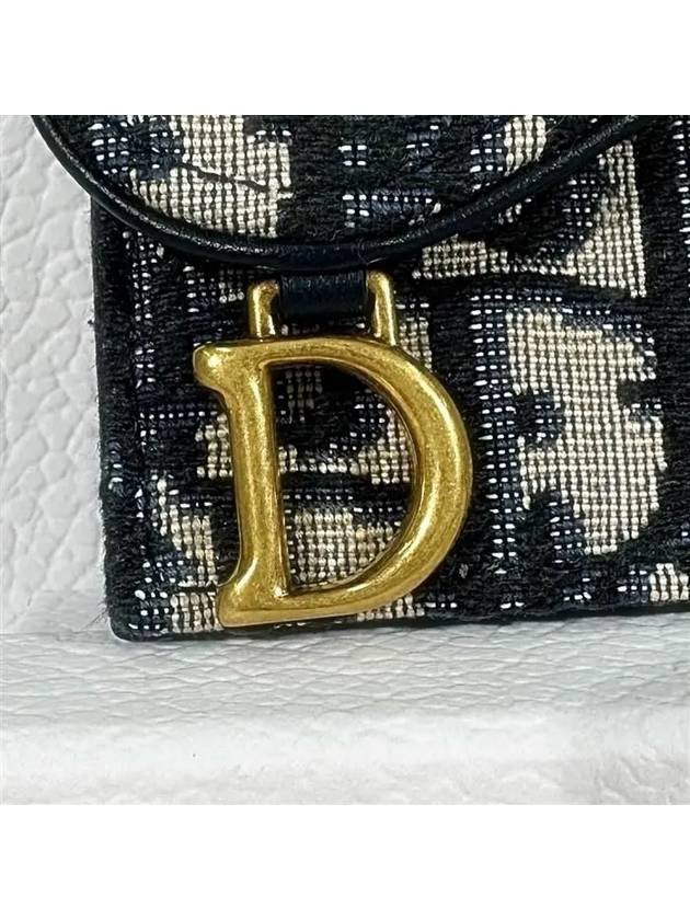 Saddle Flap Card Holder Blue  Oblique Jacquard - DIOR - BALAAN 6