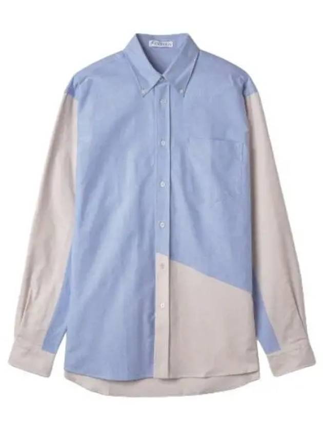 Classic fit patchwork shirt light blue off white - JW ANDERSON - BALAAN 1