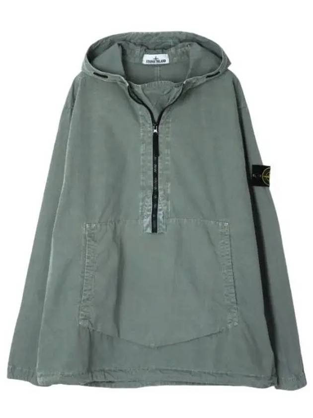 Old Effect Brushed Organic Cotton Canvas Hooded Anorak Loose Fit Men - STONE ISLAND - BALAAN 1