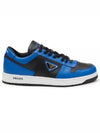 Men's Downtown Triangle Logo Leather Low Top Sneakers Blue Black - PRADA - BALAAN 2