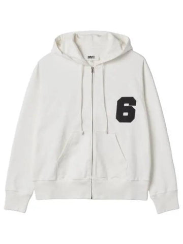 MM6 Patch Zip up Hood White - MAISON MARGIELA - BALAAN 1