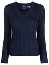 Women's Embroidered Logo Knit Top Navy - POLO RALPH LAUREN - BALAAN 2