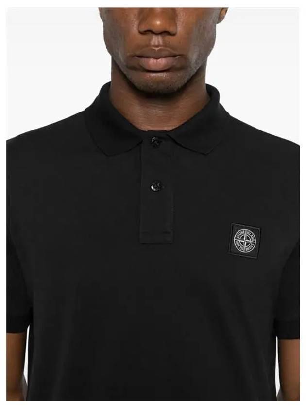 Logo Patch Polo Shirt Black - STONE ISLAND - BALAAN 6