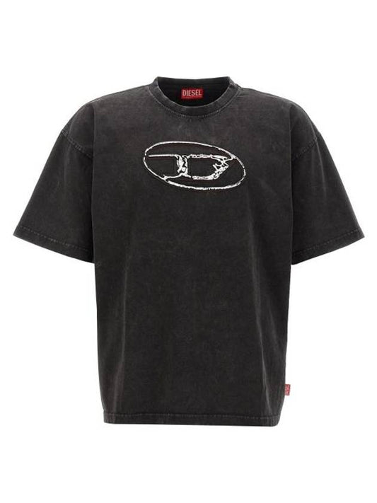 T-Boxt Logo Print Cotton Short Sleeve T-Shirt Black - DIESEL - BALAAN 1