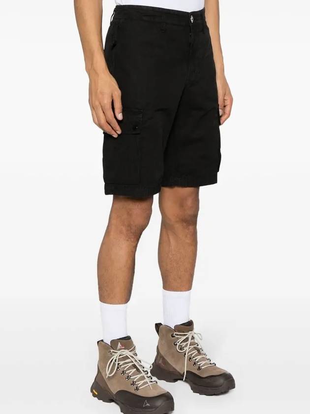 Logo Cotton Slim Cargo Shorts Black - STONE ISLAND - BALAAN 3