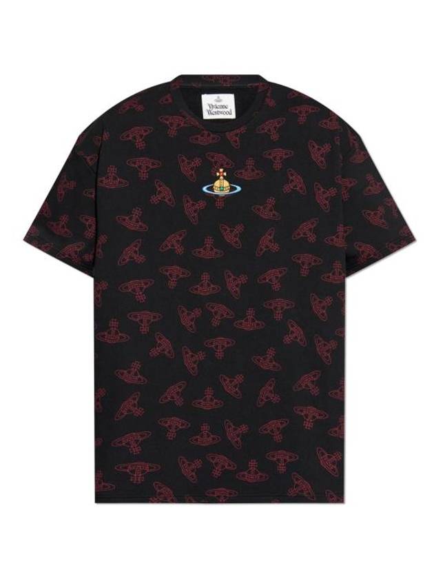 Embroidered Logo Monogram Short Sleeve T-Shirt Black - VIVIENNE WESTWOOD - BALAAN 2