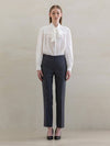 Women's Dressy Shirring Blouse Blanc - DEFEMME - BALAAN 3