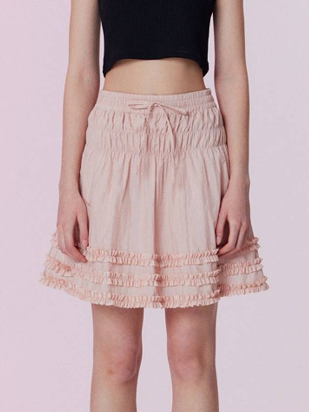 Shining shirring mini A line skirt peach pink - OPENING SUNSHINE - BALAAN 1