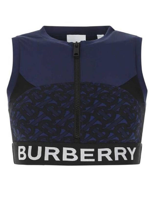 TB Logo Sportive Zip Up Top Sleeveless Blue - BURBERRY - BALAAN.