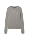 W cable knit cotton crewneck sweater gray - POLO RALPH LAUREN - BALAAN 2