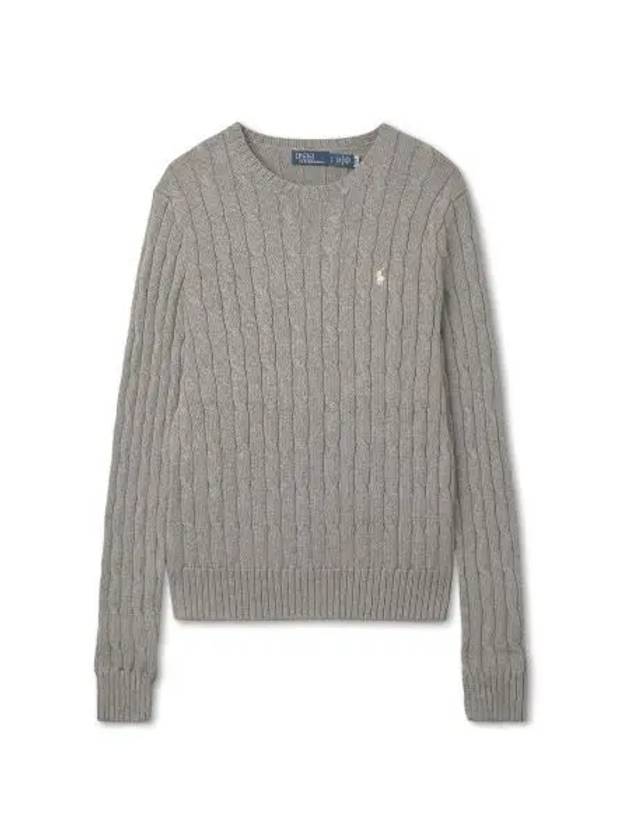 W cable knit cotton crewneck sweater gray - POLO RALPH LAUREN - BALAAN 1