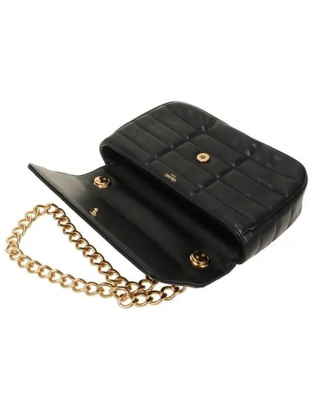 Monochrome Matelasse Quilted Calfskin Chain Shoulder Bag Black - CELINE - BALAAN 5