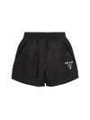 Logo Print Shorts Black - PRADA - BALAAN 2