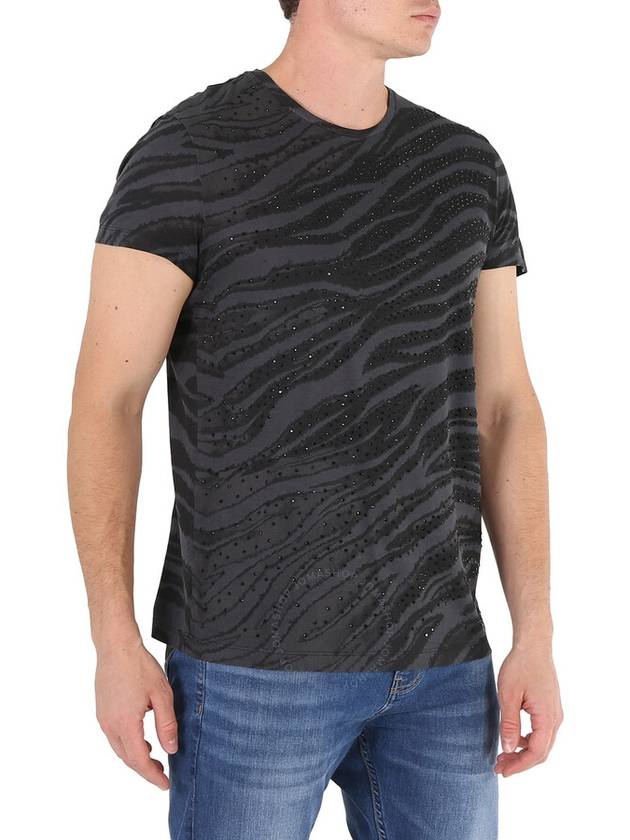 Roberto Cavalli Men's Animalia Print Strass Cotton T-Shirt, Size Large - ROBERTO CAVALLI - BALAAN 2