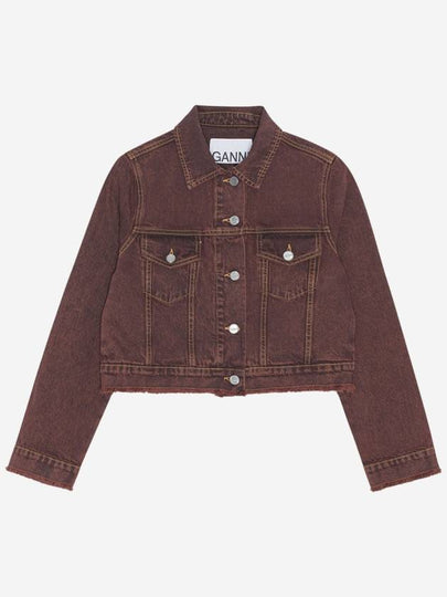 Overdyed Bleach Denim Jacket Bordeaux - GANNI - BALAAN 2