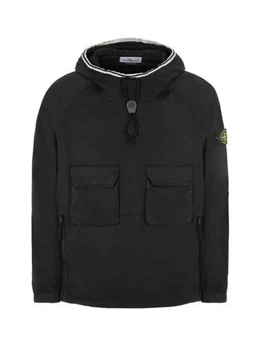 Supima Cotton Twill Stretch Anorak Black - STONE ISLAND - BALAAN 1