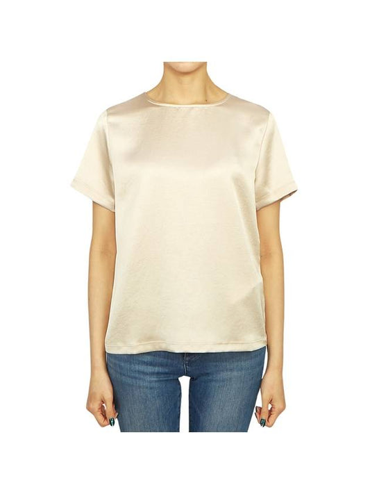 Torres Satin Jersey Short Sleeve T-Shirt Sand - MAX MARA - BALAAN 1