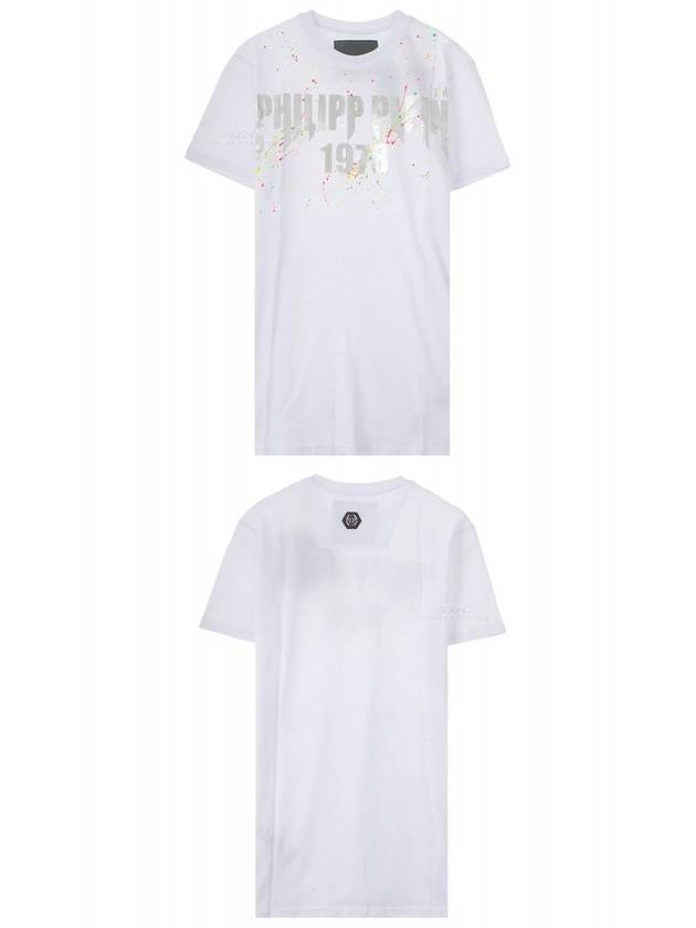 20SS S20C MTK4269 PJY002N 01 Painted Round Short Sleeve T-Shirt White Men's T-Shirt TR - PHILIPP PLEIN - BALAAN 5