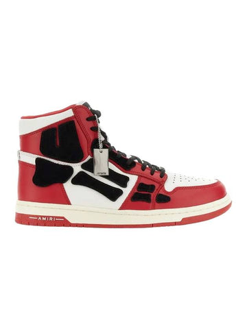 Skeleton Leather High Top Sneakers Red - AMIRI - BALAAN 1