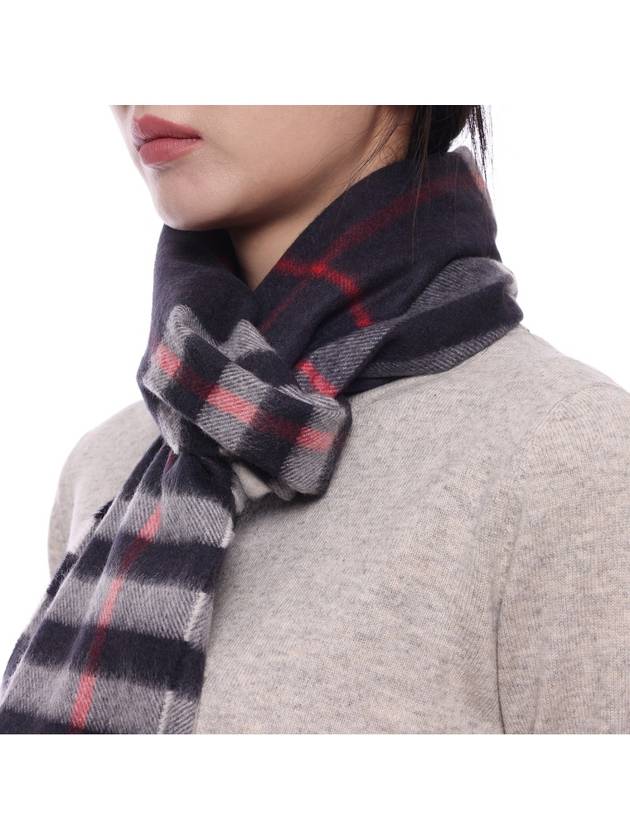 Check Cashmere Scarf Navy - BURBERRY - BALAAN 6