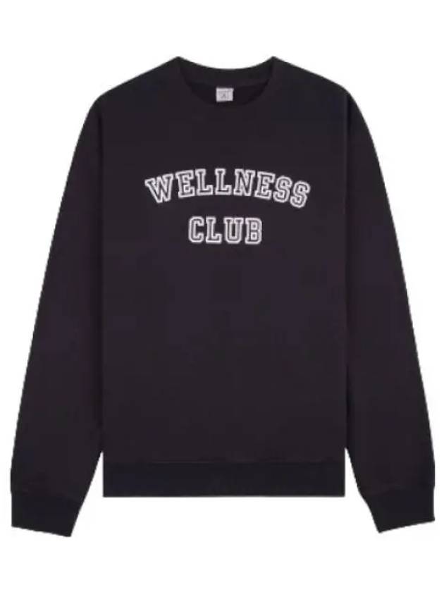 Wellness Club Flocked Crew Neck Black Sweatshirt - SPORTY & RICH - BALAAN 1