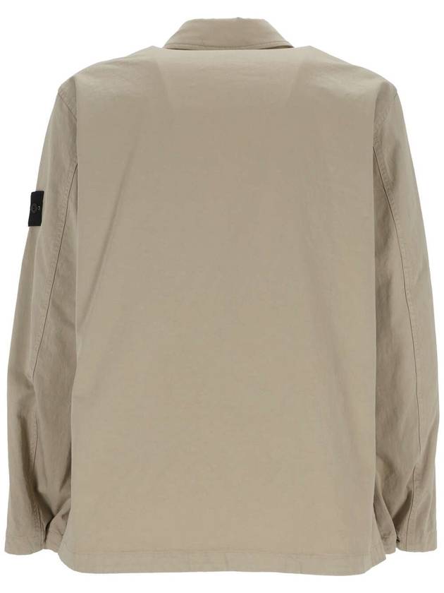 Stretch Cotton Wool Satin Over Long Sleeve Shirt Beige - STONE ISLAND - BALAAN 3