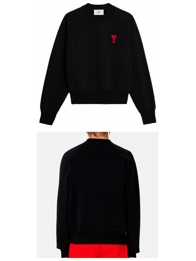 Men's Heart Logo Cotton Sweatshirt Black - AMI - BALAAN 5