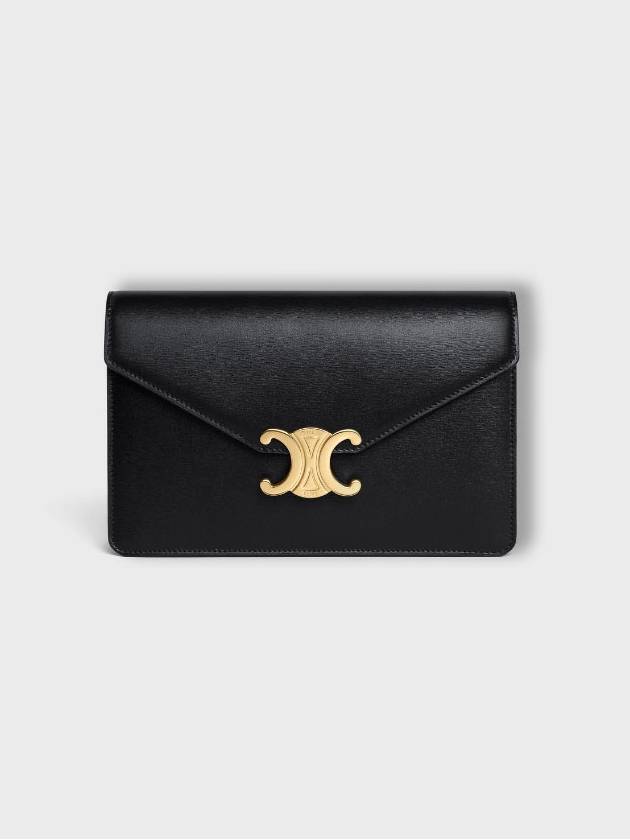 Triomphe Chain Shiny Calfskin Half Wallet Black - CELINE - BALAAN 2