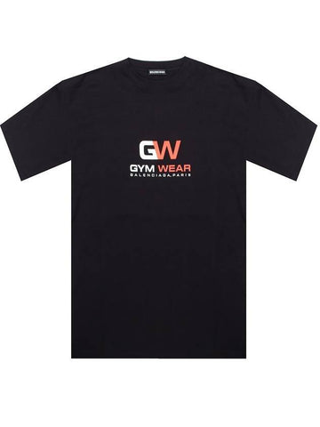 Gym Wear Logo Print Short Sleeve T-Shirt Black - BALENCIAGA - BALAAN 1