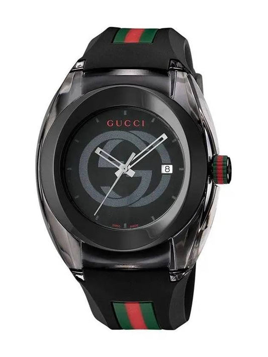 Sync Men's Black Dial and Black Rubber Strap Wristwatch - GUCCI - BALAAN 1