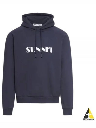 Embroidered Logo Drawstring Hoodie Dark Blue - SUNNEI - BALAAN 2